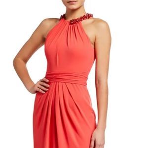 Theia Beaded Halter Neck Dress Size 8